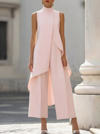 Draped Wide Leg Jumpsuit in Pink — VerolynBoutique