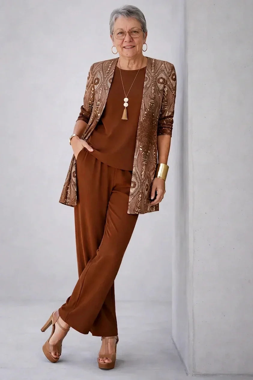 Verolyn rust paisley three-piece set in rust