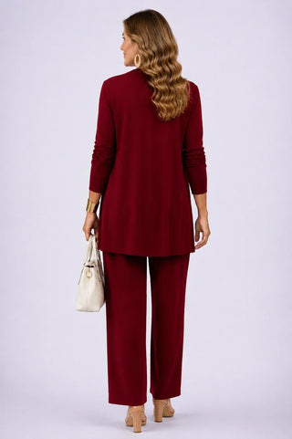 Verolyn floral top burgundy three-piece set – view 2