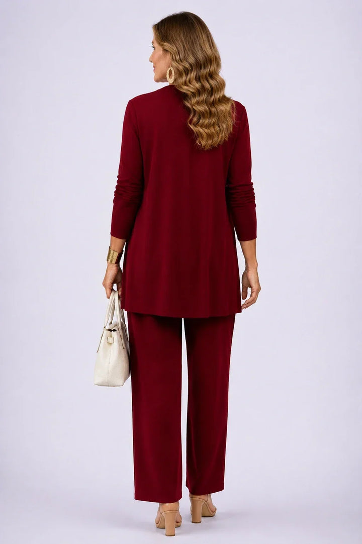 Verolyn floral top burgundy three-piece set – view 2