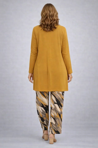 Verolyn mustard printed trouser three-piece set – view 3