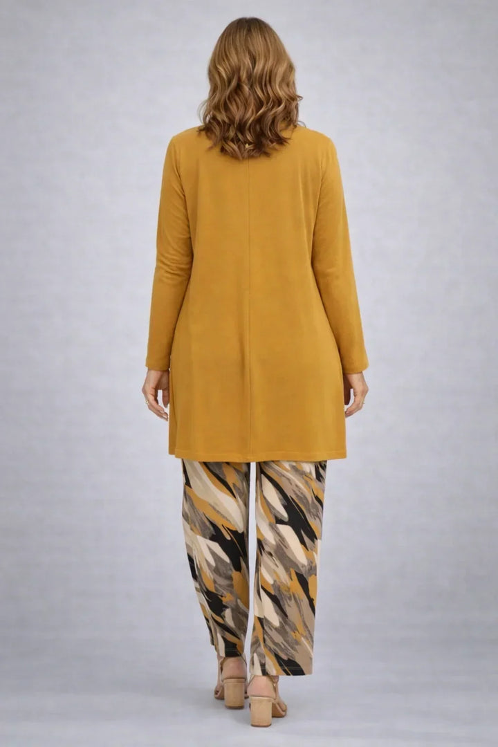 Verolyn mustard printed trouser three-piece set – view 3