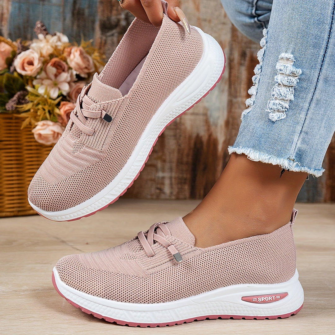 Stretch Knit Comfort Sneakers in Pink — VerolynBoutique