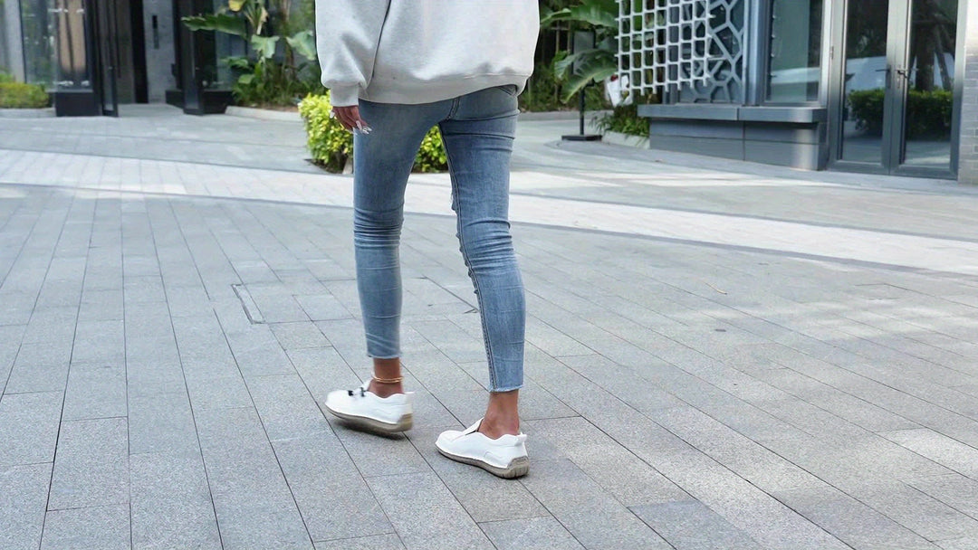 Soft Vegan Leather Walking Shoes in Beige — VerolynBoutique
