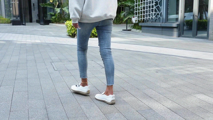 Soft Vegan Leather Walking Shoes in Beige — VerolynBoutique