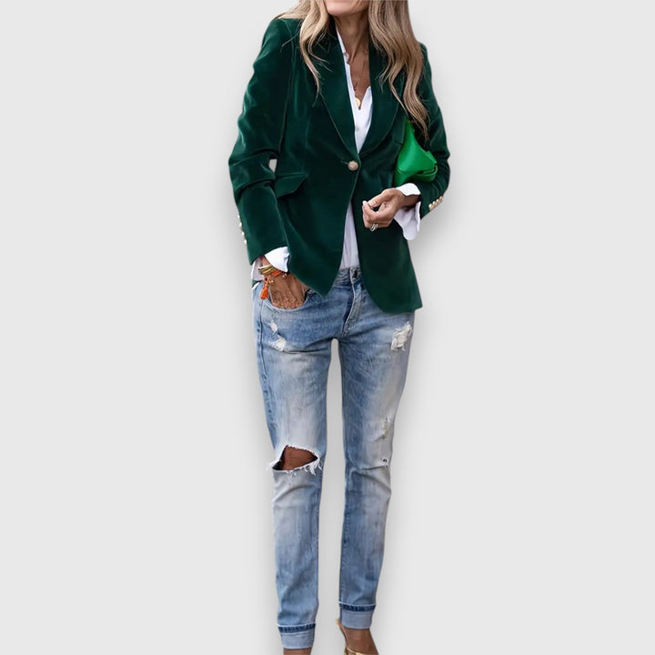 One-Button Retro Blazer in Green — VerolynBoutique