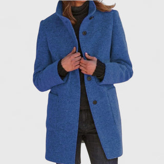 Straight-Cut Mid-Length Coat in Blue — VerolynBoutique
