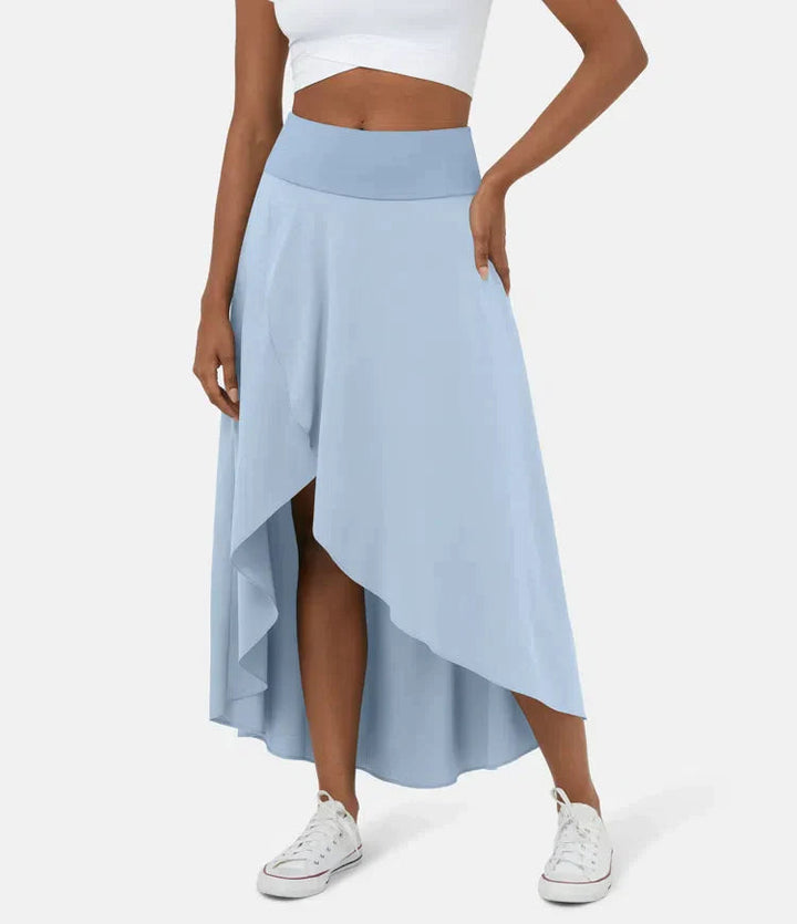 Asymmetric High-Low Midi Skirt in Sky Blue — VerolynBoutique