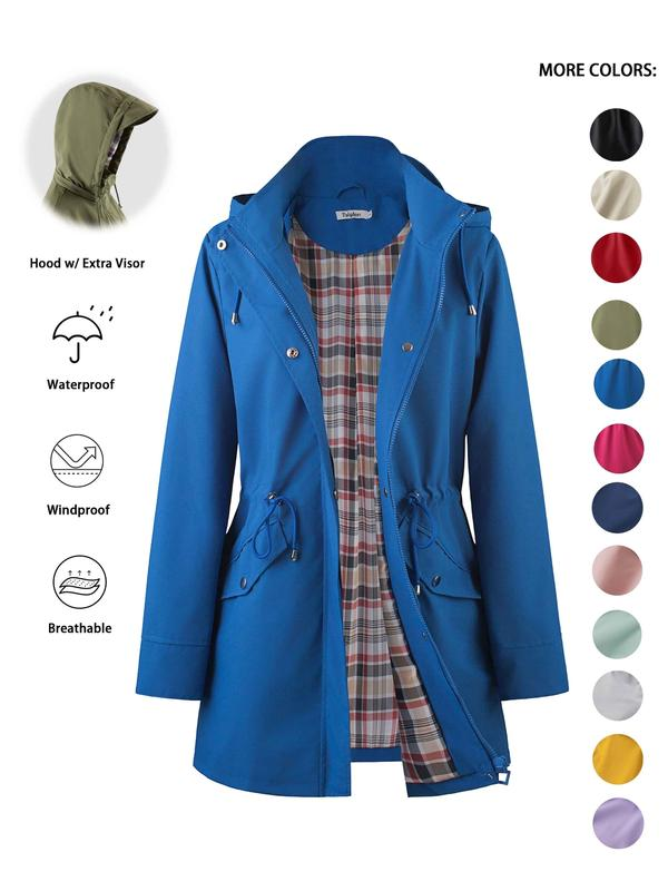 Verolyn drawstring waist waterproof rain jacket in blue