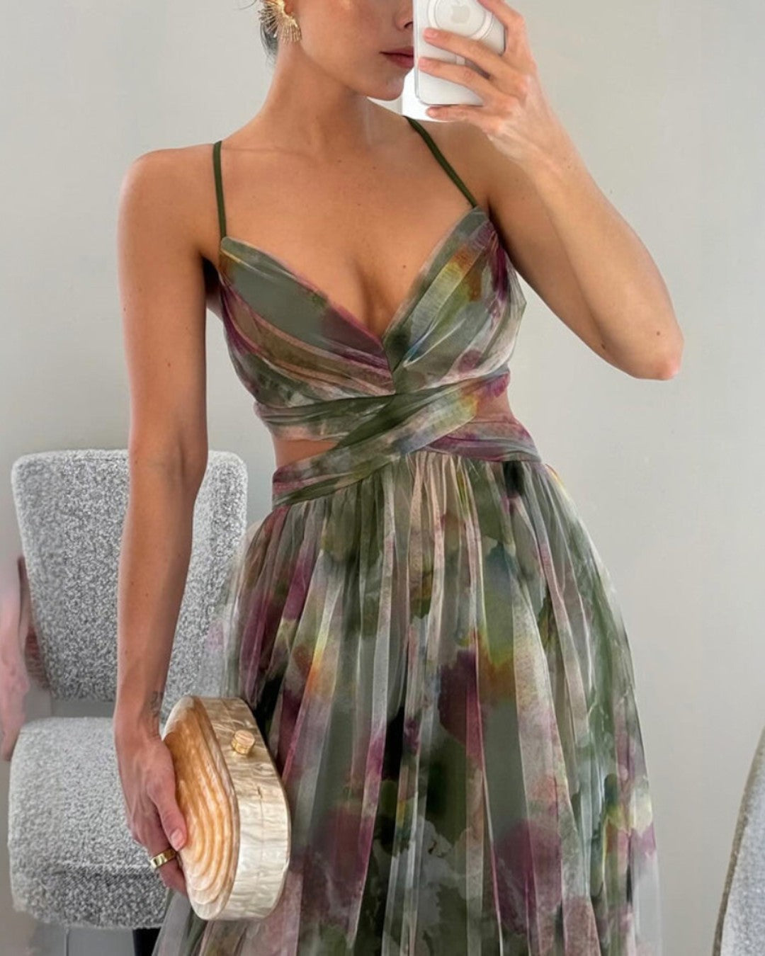 Cut-Out Waist Floral Maxi Dress in Yellow — VerolynBoutique