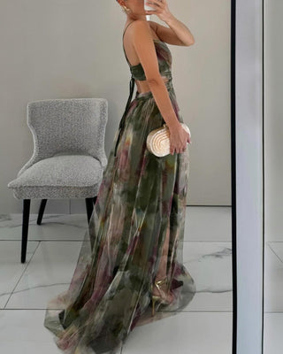 Cut-Out Waist Floral Maxi Dress in Yellow — VerolynBoutique