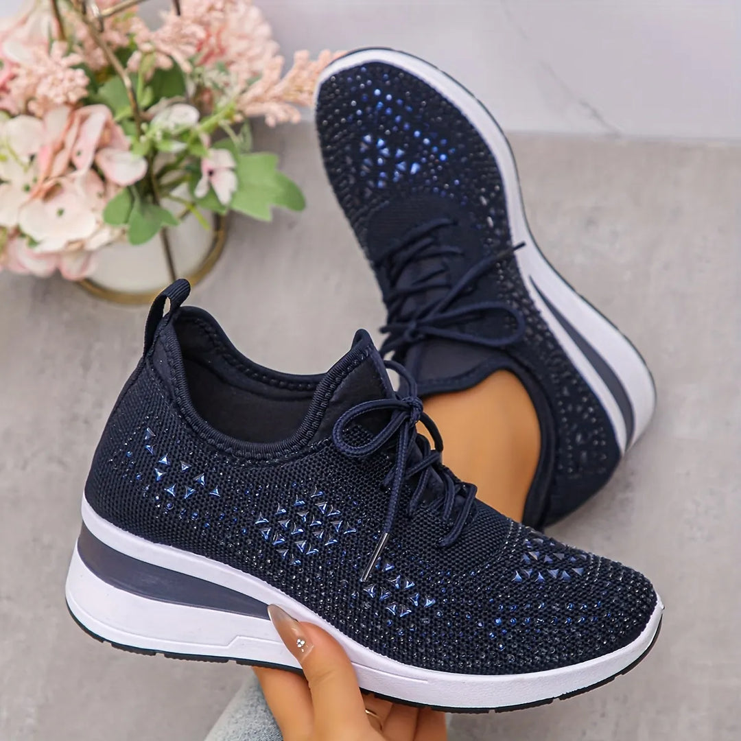 Crystal Knit Trainers in Navy — VerolynBoutique