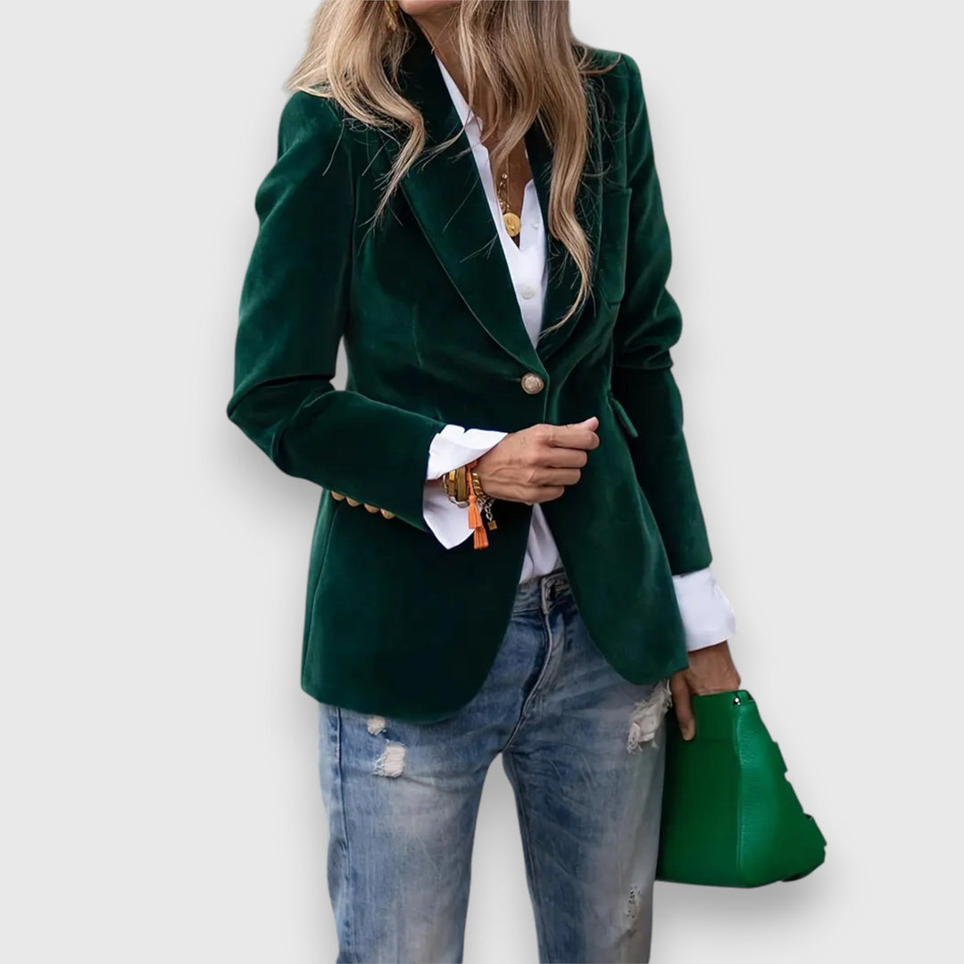 One-Button Retro Blazer in Green — VerolynBoutique