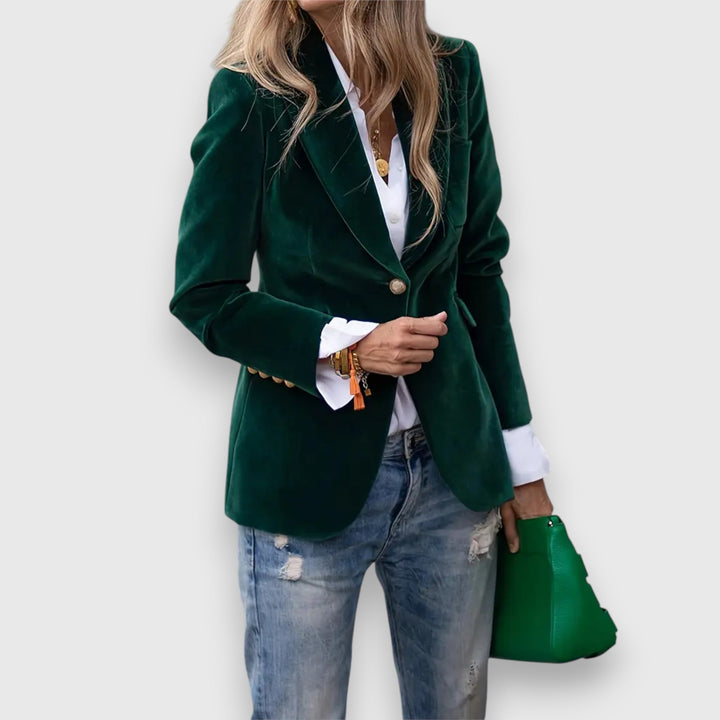 One-Button Retro Blazer in Green — VerolynBoutique