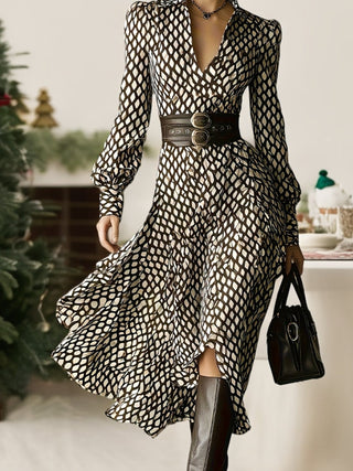 Diamond Print Swing Dress in Black &amp; White — VerolynBoutique