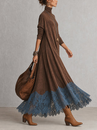Verolyn suede-look lace hem maxi dress – view 9