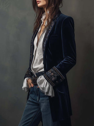 Embroidered Longline Blazer — VerolynBoutique