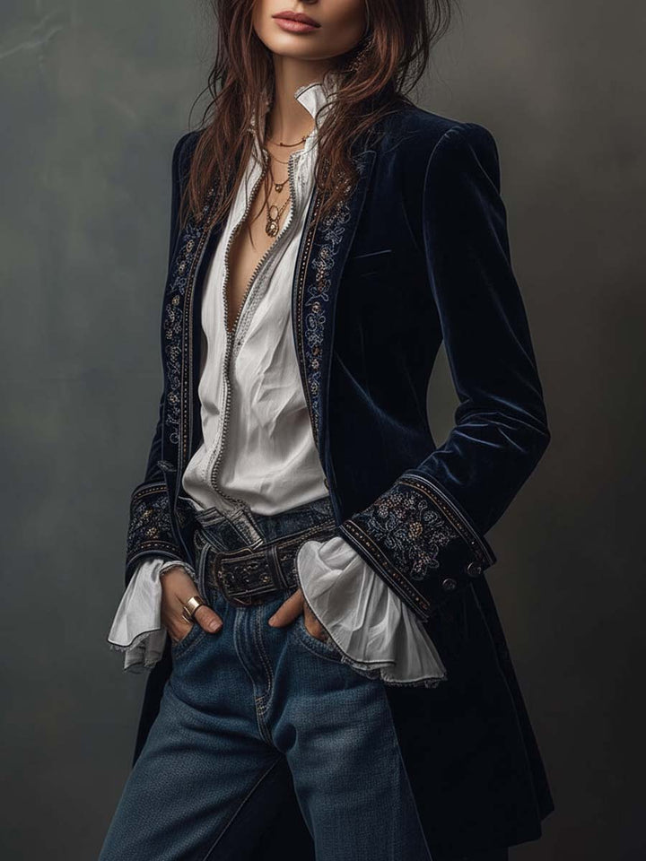 Embroidered Longline Blazer — VerolynBoutique