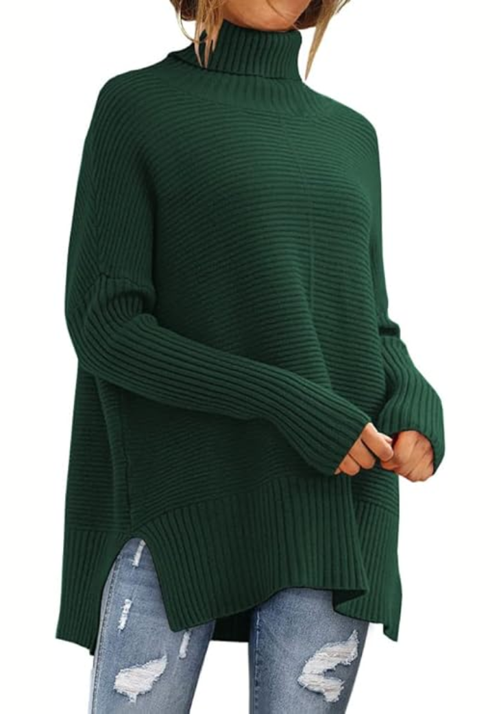 Soft Turtleneck Jumper in Green — VerolynBoutique