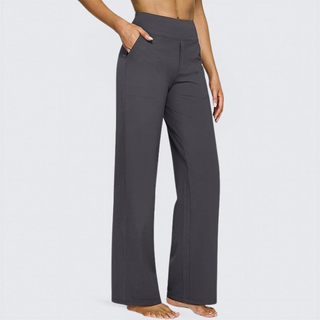 Stretch Wide Leg Yoga Trousers in Charcoal — VerolynBoutique