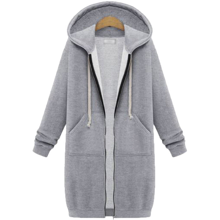 Verolyn fleece-lined long zip-up hoodie in grey