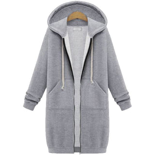 Verolyn fleece-lined long zip-up hoodie in grey