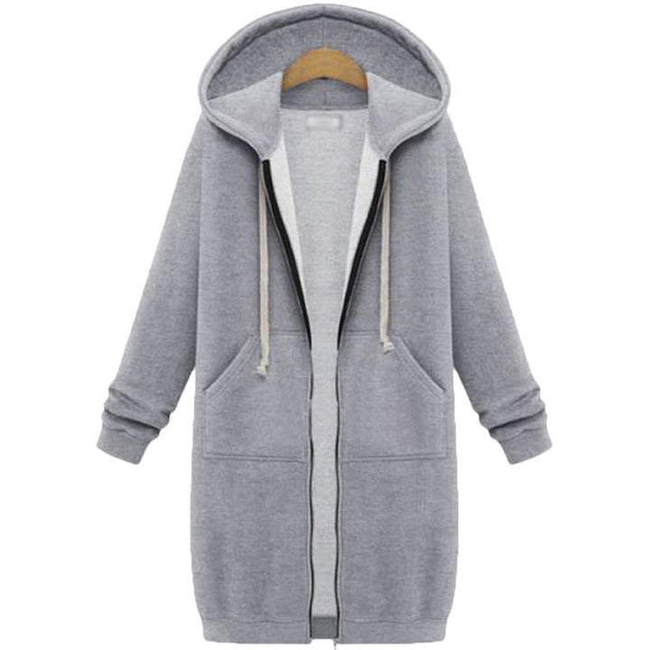 Verolyn fleece-lined long zip-up hoodie in grey