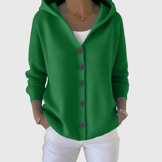 Hooded Button-Front Cardigan in Dark Green — VerolynBoutique