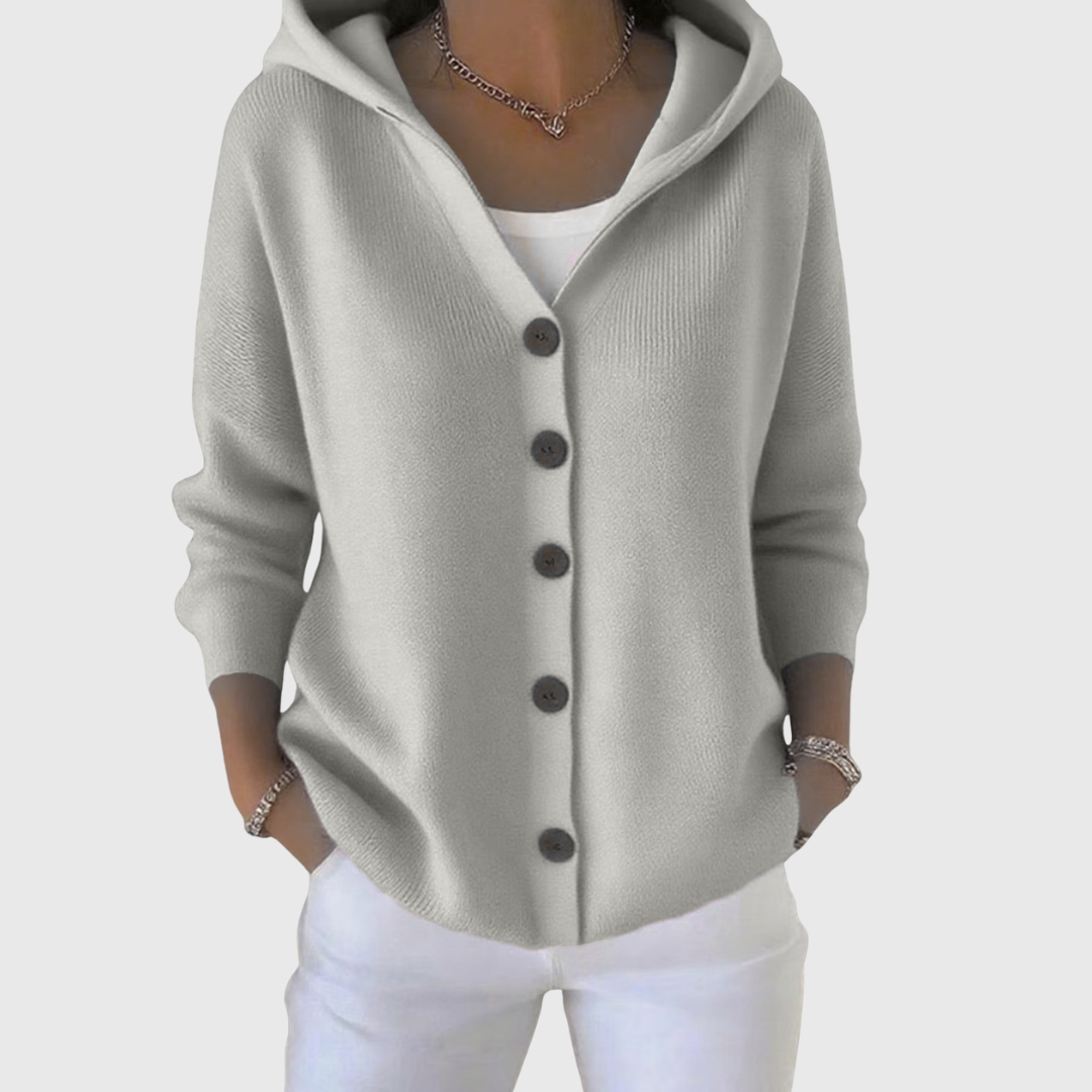 Hooded Button-Front Cardigan in Grey — VerolynBoutique