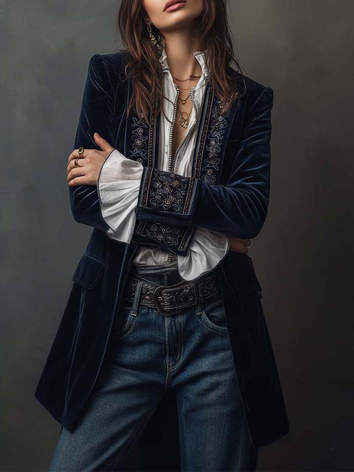 Embroidered Longline Blazer — VerolynBoutique