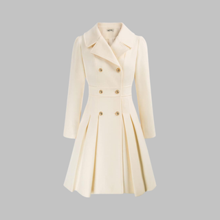 Pleated Fit and Flare Coat in White — VerolynBoutique