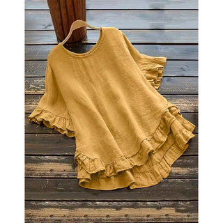 Ruffle Hem Summer Blouse in Yellow — VerolynBoutique