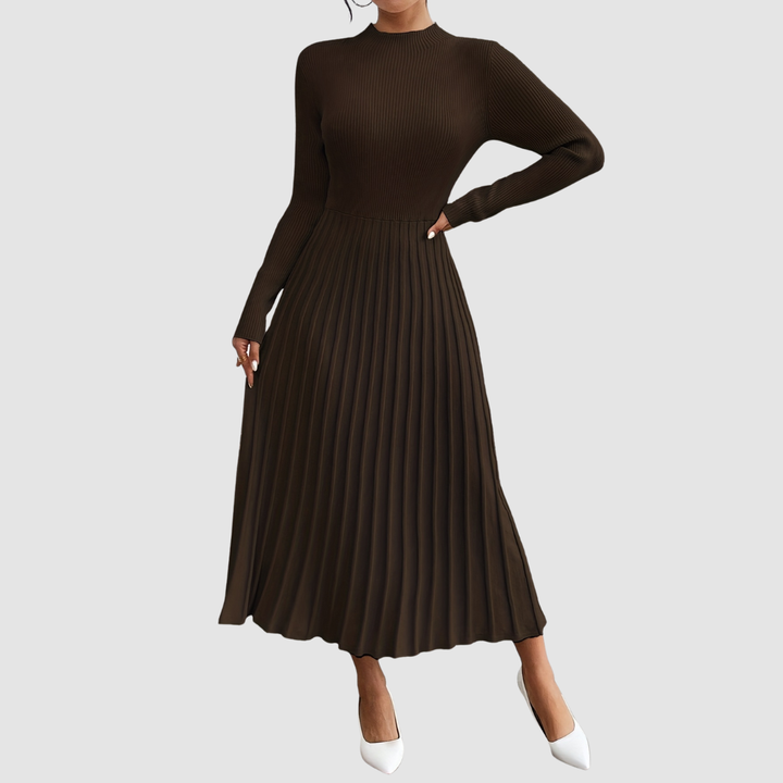 Verolyn - Ribbed High Neck Maxi Dress