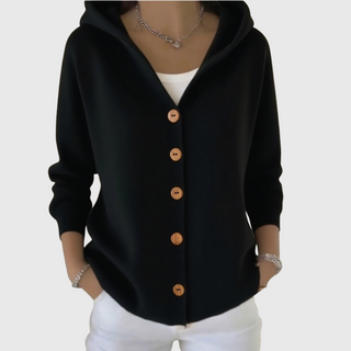 Hooded Button-Front Cardigan in Black — VerolynBoutique