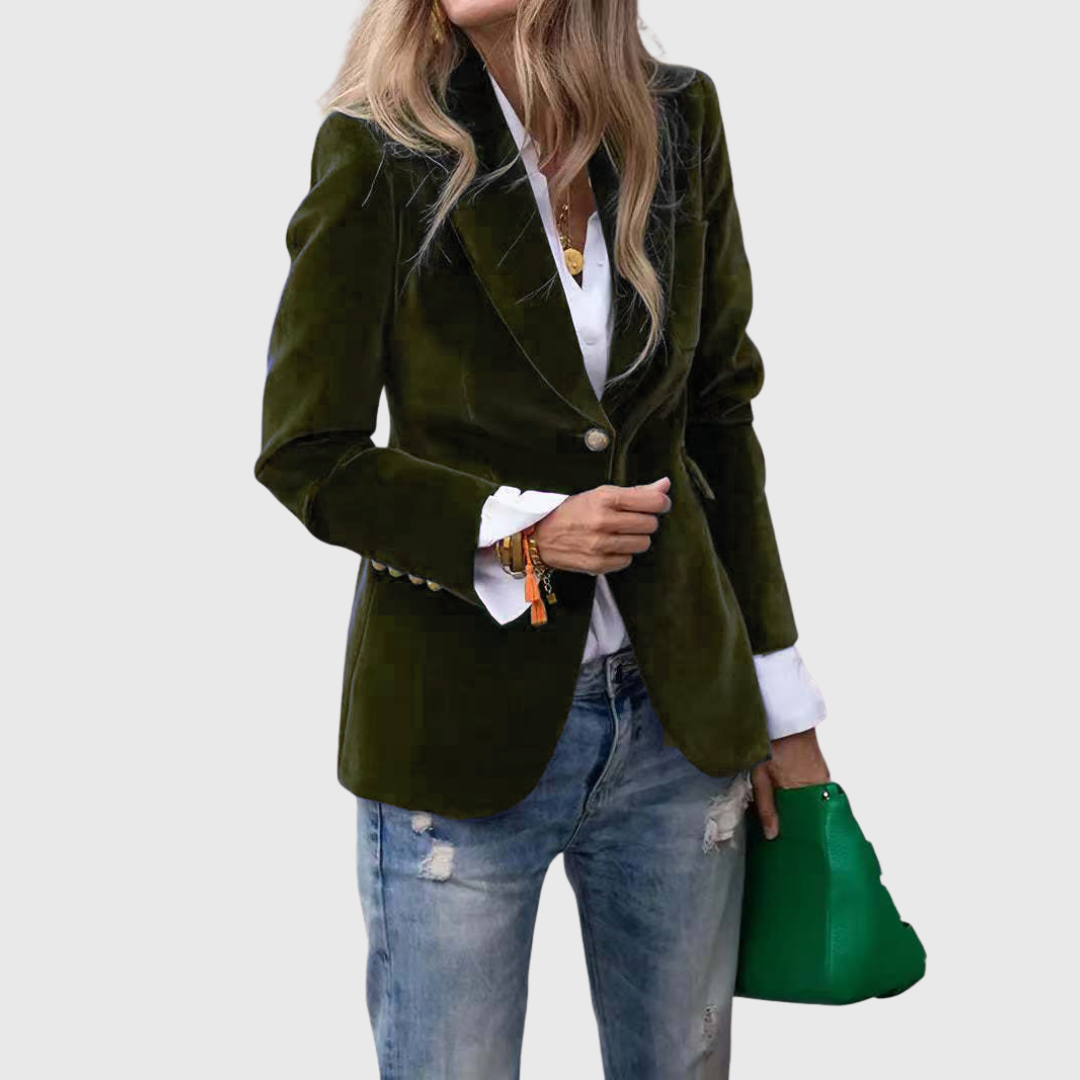 One-Button Retro Blazer in Green — VerolynBoutique