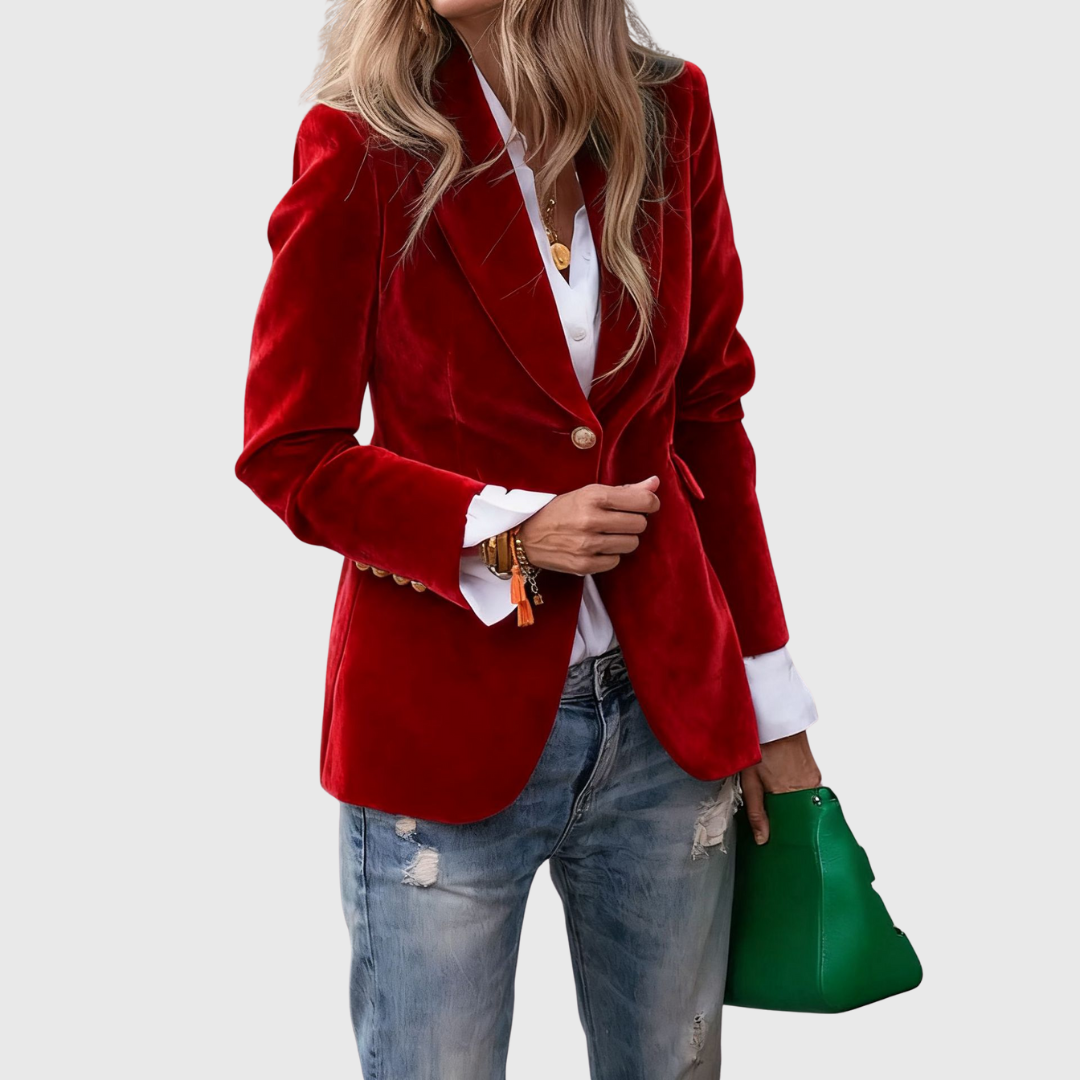 One-Button Retro Blazer in Red — VerolynBoutique