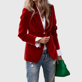 One-Button Retro Blazer in Red — VerolynBoutique