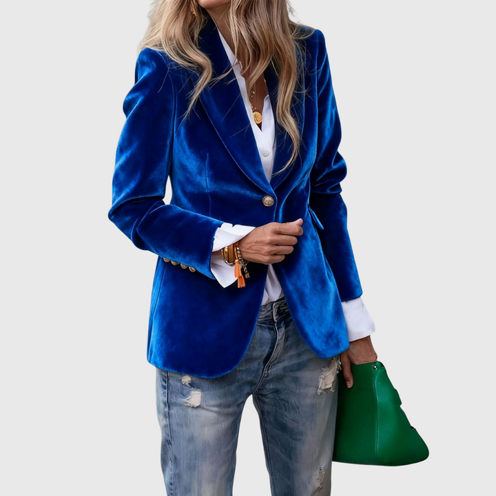 One-Button Retro Blazer in Blue — VerolynBoutique
