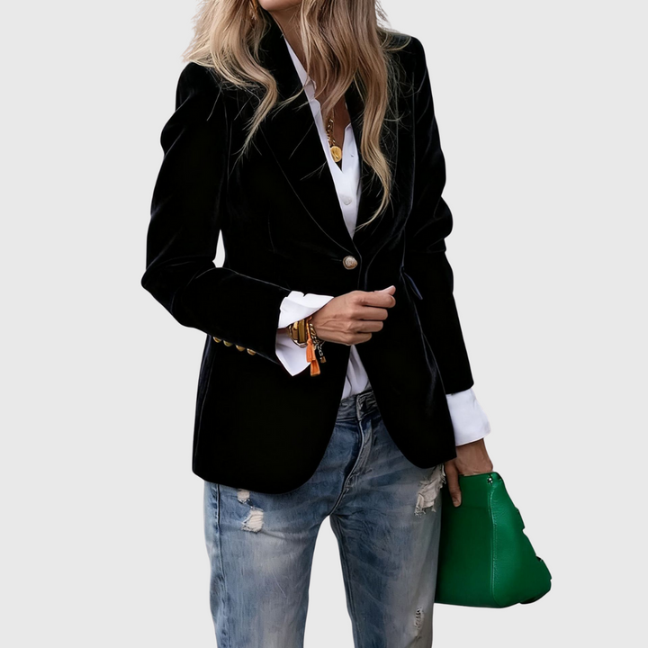 One-Button Retro Blazer in Black — VerolynBoutique