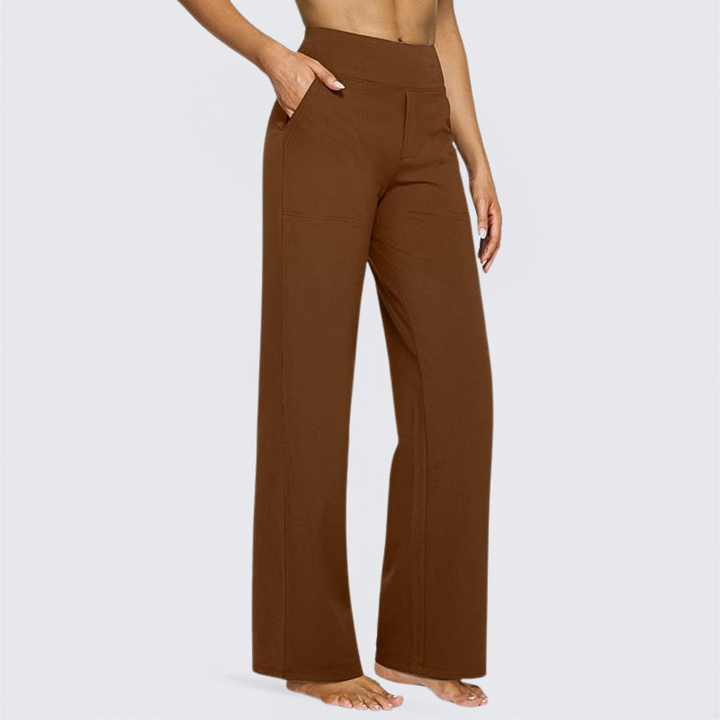 Stretch Wide Leg Yoga Trousers in Dark Coffe — VerolynBoutique
