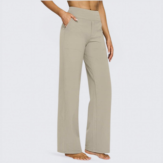 Stretch Wide Leg Yoga Trousers in Coffee Brown — VerolynBoutique