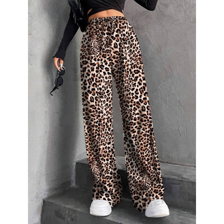 Elastic Waist Wide Leg Trousers in Camel Leopard — VerolynBoutique