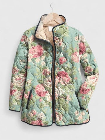 Mint Vintage Rose Quilted Jacket in Multicolour — VerolynBoutique