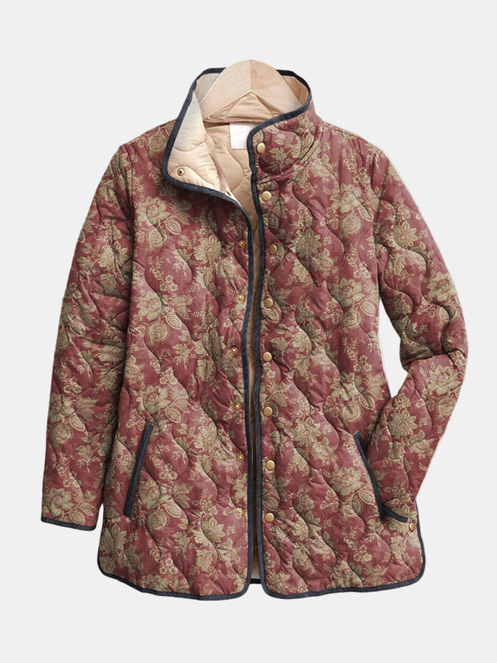 Vintage Floral Quilted Jacket in Red Floral — VerolynBoutique