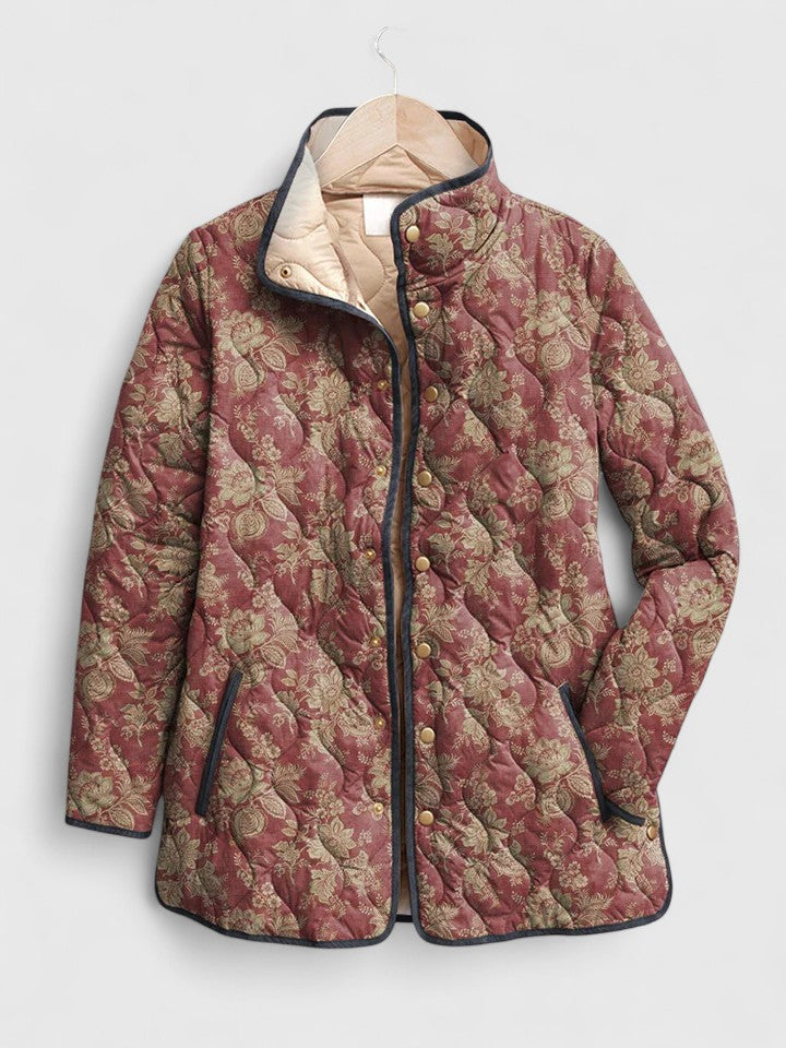 Rose Damask Quilted Jacket in Multicolour — VerolynBoutique