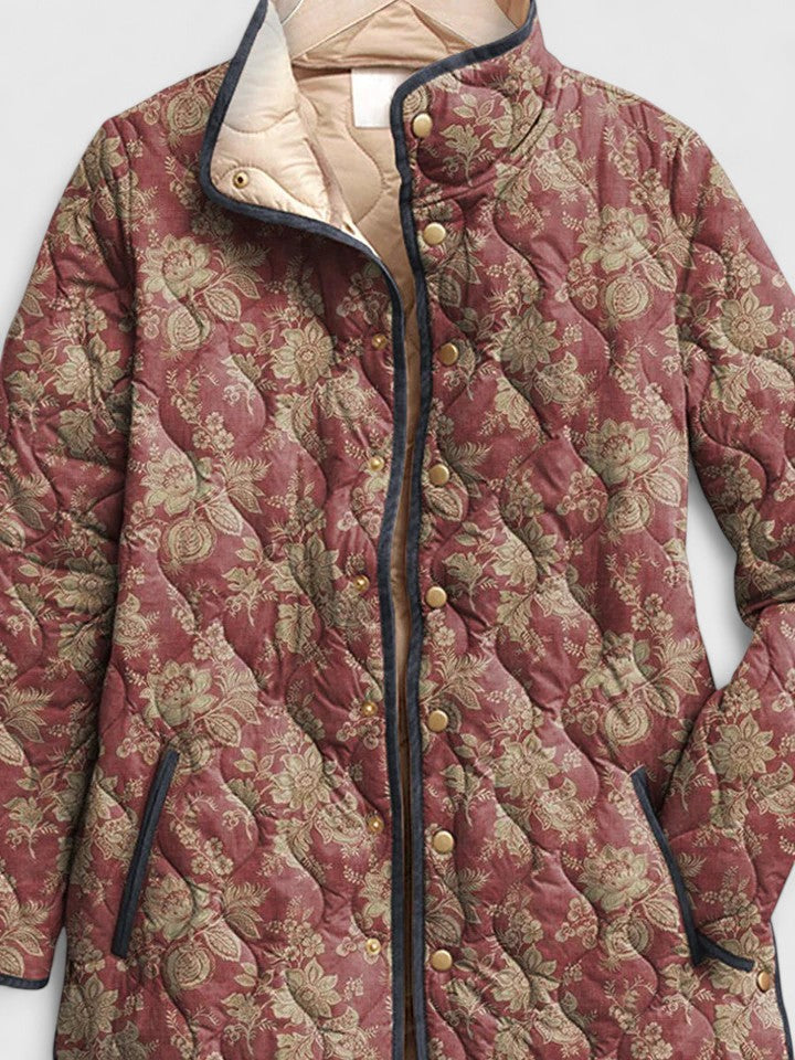 Rose Damask Quilted Jacket in Multicolour — VerolynBoutique