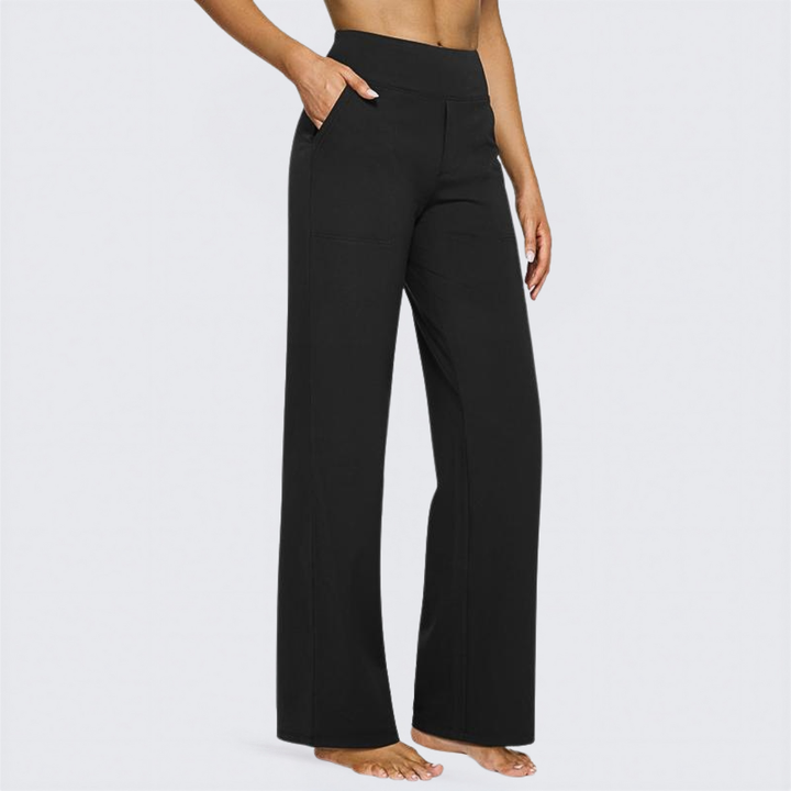 Stretch Wide Leg Yoga Trousers in Black — VerolynBoutique