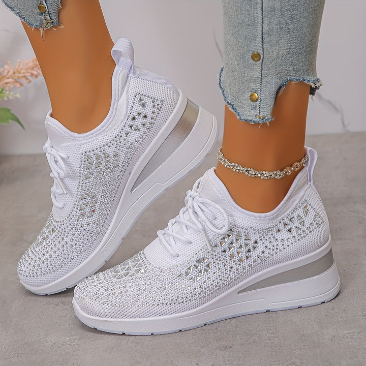 Crystal Knit Trainers in White — VerolynBoutique