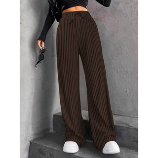 Elastic Waist Wide Leg Trousers in Black &amp; Brown — VerolynBoutique