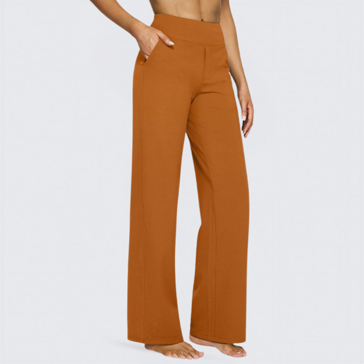 Stretch Wide Leg Yoga Trousers in Camel — VerolynBoutique